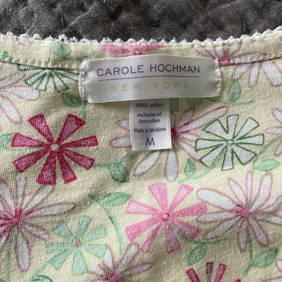 Carole Hochman short sleeve light floral nightgown buttoned size medium yellow - Picture 3 of 4